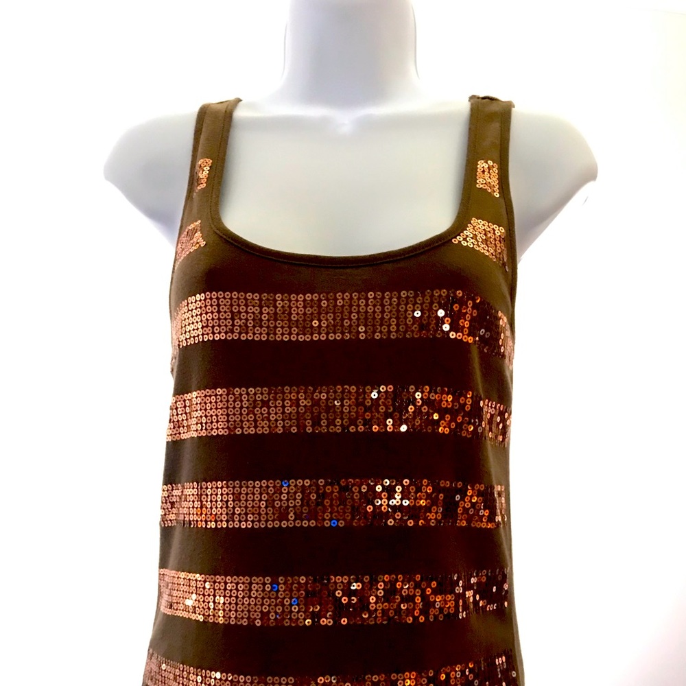 Old Navy brown sequin tank top. Size S